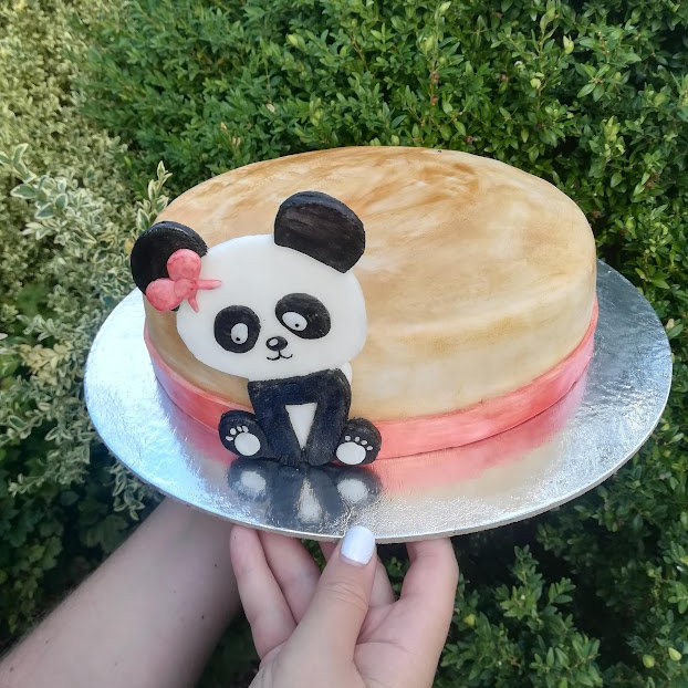 Panda - piškot, pudinkový krém, máslový krém, marcipán